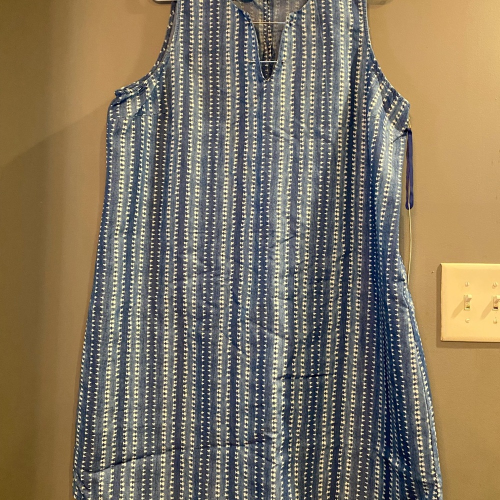 Blue and White Striped Sleeveless Dress NWT